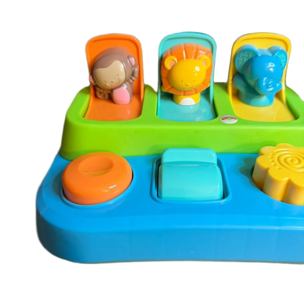 Fisher-Price Pop-Up Friends Activity Toy Animal Monkey Lion Elephant Frog